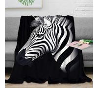 estampado 3D zebra-head-arte manta de siesta microfibra ropa de cama compacta negro-blanco-stylized plaid de oficina suave y cálido anti-bolitas para descanso en oficina 70×80inch(180x200cm)