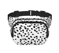 Estampado Animal Blanco y Negro de dálmata con Lunares,Riñonera Cuadrada de Doble Capa, Bolso de Viaje, Bolso Informal para el Pecho.