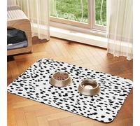 Estampado Animal Blanco y Negro de dálmata con Lunares,Tapete para Comida de Mascotas, manteles Individuales de Cuero sintético para Gatos y Perros,30x45cm
