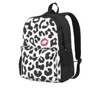Estampado animal con forma de beso,Mochila con bolsillos, mochila informal para el día a día, resistente al agua, ideal para la escuela, viajes