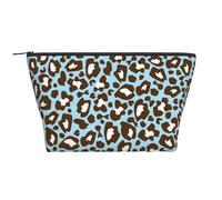 Estampado Animal con Manchas de Leopardo Azul y marrón, Bolsa de artículos de tocador Bolsa de Maquillaje Bolsa de cosméticos Bolsa de artículos de tocador de Viaje portátil