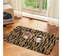 Estampado Animal con Purpurina Dorada,Tapete para Comida de Mascotas, manteles Individuales de Cuero sintético para Gatos y Perros,40x60cm
