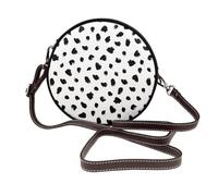 Estampado animal dálmata pictórico,Bolso de hombro de piel sintética, bolso cruzado redondo - Bolso circular para mujer