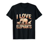 Estampado Animal de la Familia I Love Elephants Camiseta
