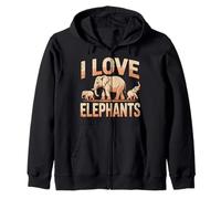 Estampado Animal de la Familia I Love Elephants Sudadera con Capucha