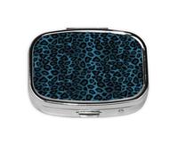 Estampado animal de leopardo azul fresco, Pastillero cuadrado para bolsillo o monedero, pequeño contenedor de pastillas, organizador de pastillas de viaje
