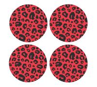 Estampado Animal de Leopardo, león y Tigre,Posavasos Redondos de Corcho MDF, Almohadilla para Tazas, Juego de 4 Posavasos para Bebidas