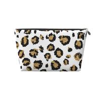 Estampado Animal de Leopardo Negro con Purpurina Dorada, Bolsa de artículos de tocador Bolsa de Maquillaje Bolsa de cosméticos Bolsa de artículos de tocador de Viaje portátil