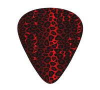 Estampado animal de leopardo rojo oscuro,12 púas de guitarra, 3 grosores diferentes para guitarra acústica, bajo y ukelele