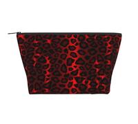 Estampado Animal de Leopardo Rojo Oscuro, Bolsa de artículos de tocador Bolsa de Maquillaje Bolsa de cosméticos Bolsa de artículos de tocador de Viaje portátil