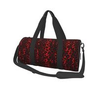Estampado Animal de Leopardo Rojo Oscuro, Bolsa de Viaje de Gran Capacidad, Bolso Redondo, Bolsa de Viaje Deportiva, Bolsa de Mano, Bolsa de Fitness