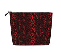 Estampado Animal de Leopardo Rojo Oscuro,Neceser de Maquillaje de imitación Lino, Neceser de Viaje portátil