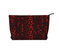 Estampado Animal de Leopardo Rojo Oscuro,Neceser de Pana, Neceser de Maquillaje portátil, Neceser de Viaje