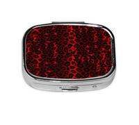 Estampado animal de leopardo rojo oscuro, Pastillero cuadrado para bolsillo o monedero, pequeño contenedor de pastillas, organizador de pastillas de viaje