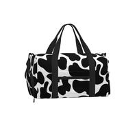 Estampado Animal de Manchas de Vaca Negra,Bolso Deportivo Bandolera de Mano, Bolsa de Deporte, Bolsa de Viaje de Gran Capacidad para Mujeres y Hombres.