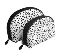 Estampado Animal en Blanco y Negro con Lunares dálmatas, Bolsa de Maquillaje de Concha, Monedero pequeño para Mujer, Bolsa de artículos de tocador, Bolsa de cosméticos, 2 Piezas