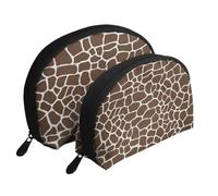 Estampado Animal Jirafa, Bolsa de Maquillaje de Concha, Monedero pequeño para Mujer, Bolsa de artículos de tocador, Bolsa de cosméticos, 2 Piezas