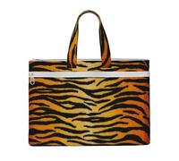 Estampado animal Tigre Negro Dorado,Bolsa de lona para documentos con cremallera, bolso de mano, maletín para la escuela y la oficina.