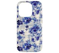 Estampado Atemporal de Flores Azules de inspiración Antigua Carcasa para iPhone 14 Pro