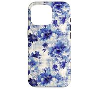 Estampado Atemporal de Flores Azules de inspiración Antigua Carcasa para iPhone 16 Pro