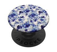 Estampado Atemporal de Flores Azules de inspiración Antigua PopSockets PopGrip Adhesivo