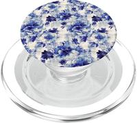 Estampado Atemporal de Flores Azules de inspiración Antigua PopSockets PopGrip para MagSafe