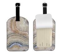 Estampado azul pálido de piedra de ónix,Etiquetas de equipaje de cuero sintético con nombre, etiquetas de viaje duraderas, 2 unidades