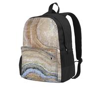 Estampado azul pálido de piedra ónix,Mochila con bolsillos, mochila informal para el día a día, resistente al agua, ideal para la escuela, viajes