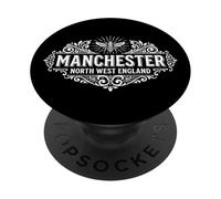 Estampado Blanco Adornado con Abeja del Manchester North England PopSockets PopGrip Adhesivo