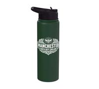 Estampado blanco adornado con abeja del Manchester North England Stainless Steel Insulated Water Bottle