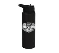 Estampado blanco adornado con abeja del Manchester North England Stainless Steel Insulated Water Bottle