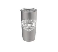 Estampado blanco adornado con abeja del Manchester North England Vaso térmico de acero inoxidable de doble pared