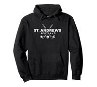 Estampado Blanco de Palos Cruzados y Pelotas de Golf de St. Andrews Scotland Sudadera con Capucha