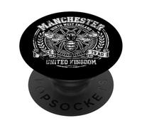 Estampado Blanco Envejecido con Abejas de Manchester, Inglaterra, Reino Unido, Desde el 79 d.C. PopSockets PopGrip Adhesivo