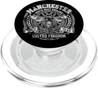 Estampado Blanco Envejecido con Abejas de Manchester, Inglaterra, Reino Unido, Desde el 79 d.C. PopSockets PopGrip para MagSafe