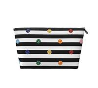 Estampado Blanco y Negro de Rayas de Lunares arcoíris, Bolsa de artículos de tocador Bolsa de Maquillaje Bolsa de cosméticos Bolsa de artículos de tocador de Viaje portátil