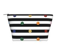 Estampado Blanco y Negro de Rayas de Lunares arcoíris, Bolsa de artículos de tocador Bolsa de Maquillaje Bolsa de cosméticos Bolsa de artículos de tocador de Viaje portátil