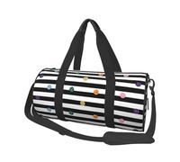 Estampado Blanco y Negro de Rayas de Lunares arcoíris, Bolsa de Viaje de Gran Capacidad, Bolso Redondo, Bolsa de Viaje Deportiva, Bolsa de Mano, Bolsa de Fitness