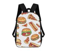 Estampado Bolsa De Viaje Comida Rápida Hamburguesa Perro Caliente Pizza Mochilas Escolares con Compartimento Bolso Mochilas para Mujeres, Hombres, Escuela, 42X32X14Cm