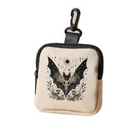 Estampado Calavera Murciélago Bolsa Cremallera Impermeable Duradera Monedero Estilo Urbano Portallaves Mini Funda Auriculares Multifuncional