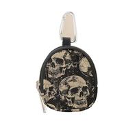 Estampado Calavera Murciélago Bolsa Cremallera Impermeable Duradera Monedero Estilo Urbano Portallaves Mini Funda Auriculares Multifuncional