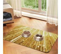 Estampado con Destellos Dorados,Tapete para Comida de Mascotas, manteles Individuales de Cuero sintético para Gatos y Perros,40x60cm