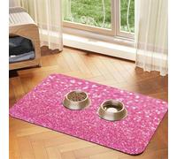 Estampado con Purpurina Rosa Brillante,Tapete para Comida de Mascotas, manteles Individuales de Cuero sintético para Gatos y Perros,30x45cm