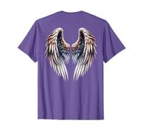 Estampado de alas angélicas de color natural en la parte posterior para hombres y mujeres Camiseta