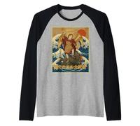 Estampado de ángel Guerrero Estilo samurái de San Miguel Arcángel Camiseta Manga Raglan
