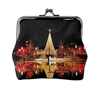 Estampado de árbol de Navidad Monedero pequeño Kiss-Lock Bolsa de Cuero Cambiar Billetera Regalos para Hombres Mujeres