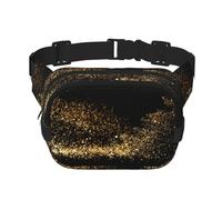 Estampado de Arena Negra Dorada,Riñonera Cuadrada de Doble Capa, Bolso de Viaje, Bolso Informal para el Pecho.
