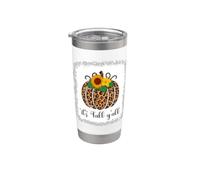 Estampado de calabaza y leopardo, Acción de Gracias, Halloween, It's Fall Y'all Vaso térmico de acero inoxidable de doble pared