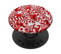 Estampado de caramelo de menta con diseño de remolino de bastón de caramelo rojo y blanco PopSockets PopGrip Adhesivo
