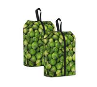 Estampado de Coles de Bruselas Verdes， Bolsas de Viaje para Zapatos (Paquete de 2), Bolsas Impermeables para Guardar Zapatos, Organizador de Zapatos para Viajes y hogar.